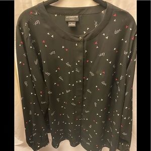 Liz Claiborne Blouse w/ Love & Hearts Size 1X